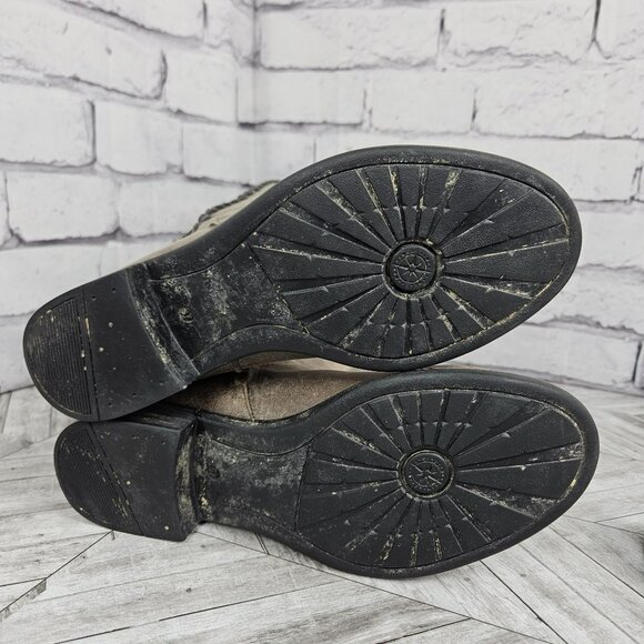 Bussola Knee High Leather Riding Boots Womens 37 US 6.5 Taupe Zipper Distressed - Picture 12 of 16